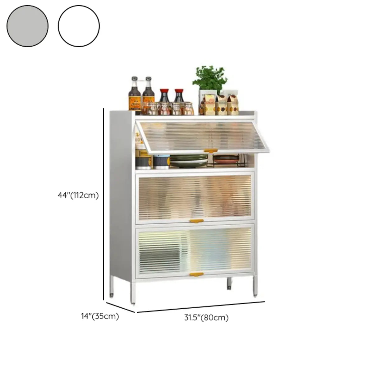 White Rust Resistant Steel Baker's Rack with Cabinet Image - 28