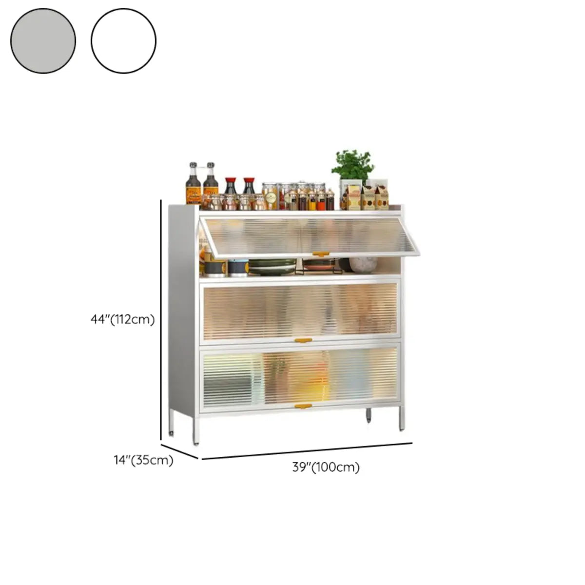 White Rust Resistant Steel Baker's Rack with Cabinet Image - 29