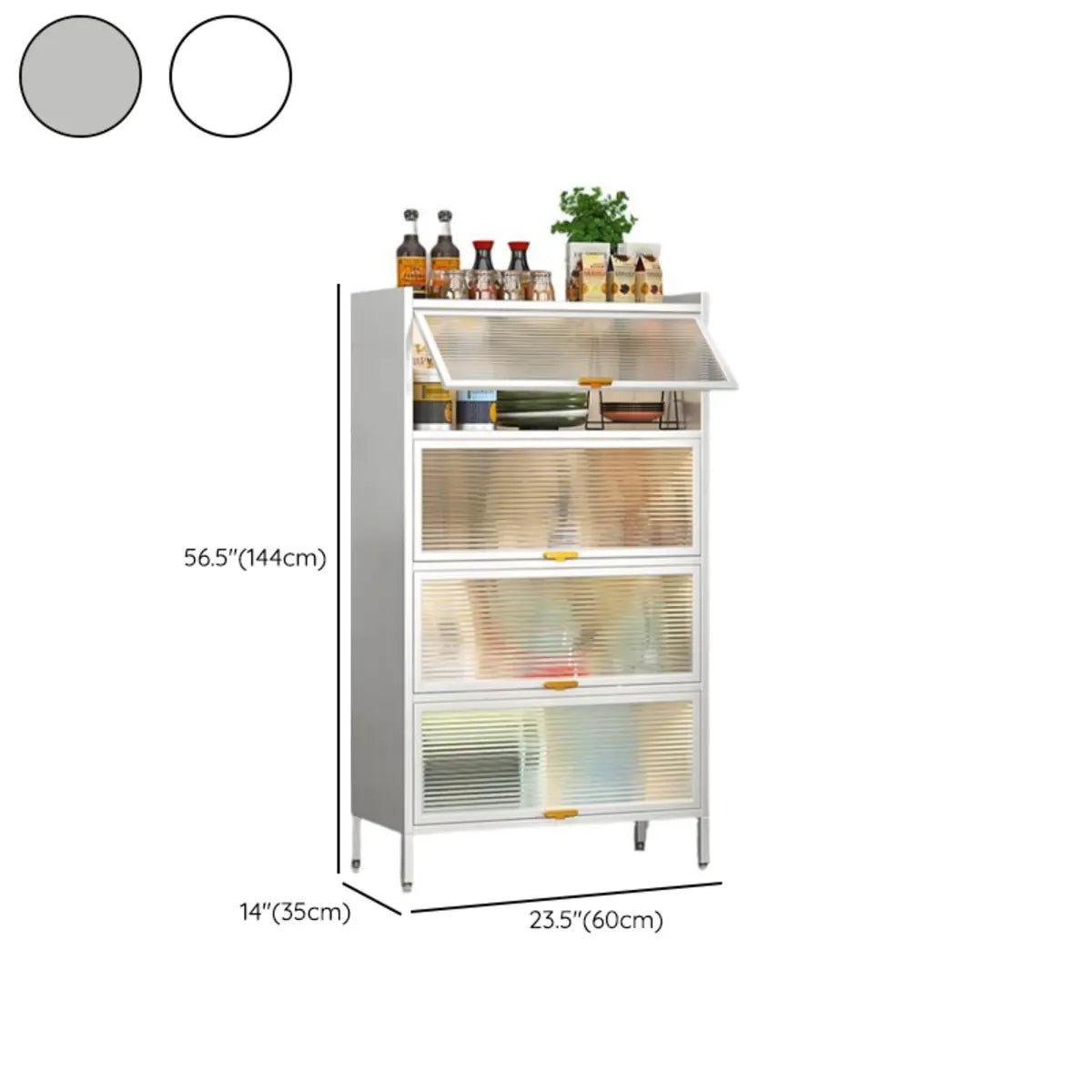 White Rust Resistant Steel Baker's Rack with Cabinet Image - 30