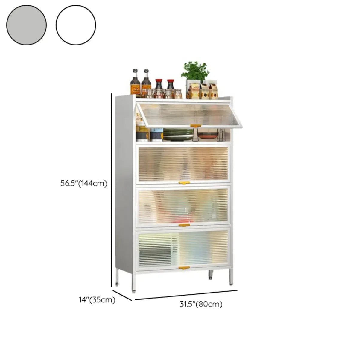 White Rust Resistant Steel Baker's Rack with Cabinet Image - 31