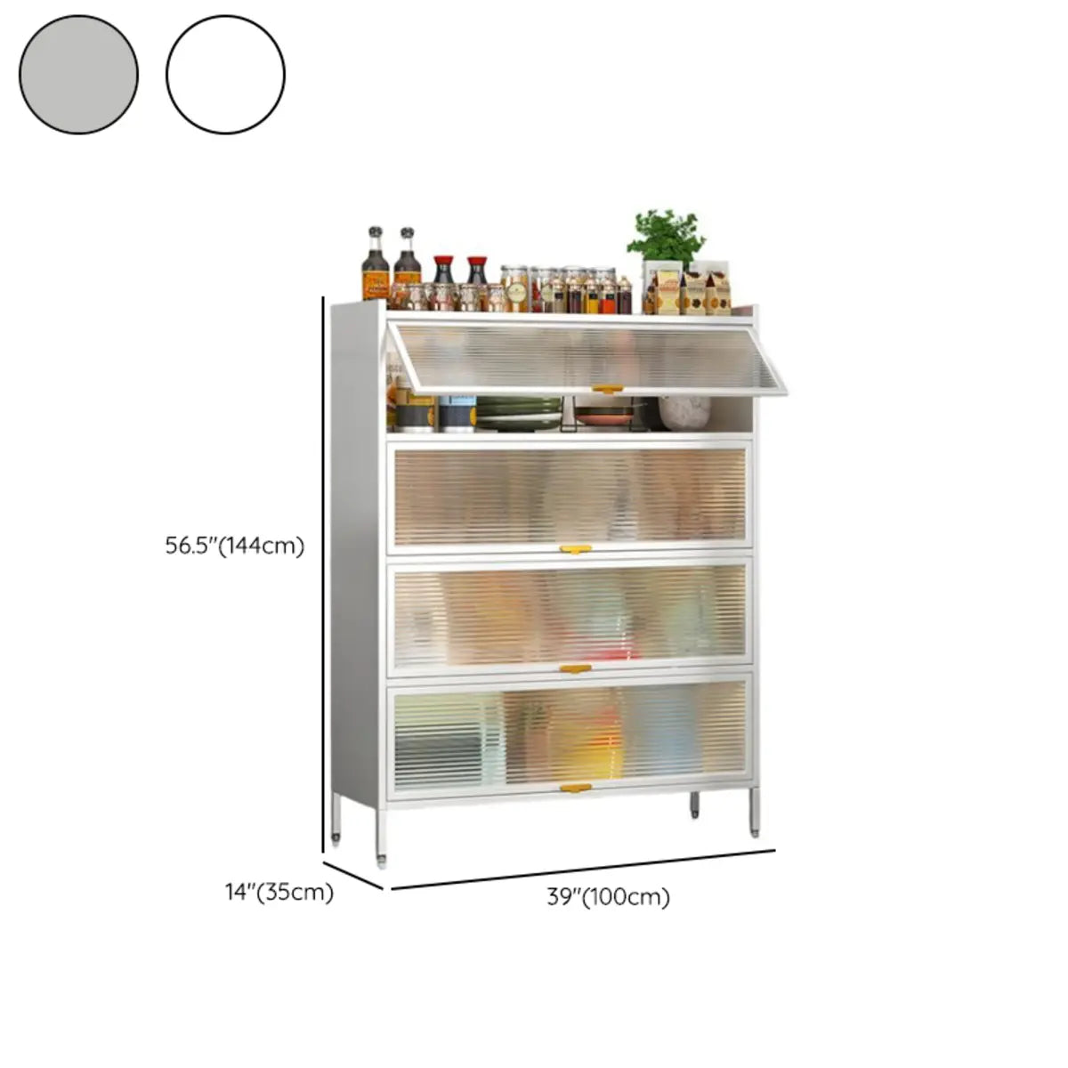 White Rust Resistant Steel Baker's Rack with Cabinet Image - 32