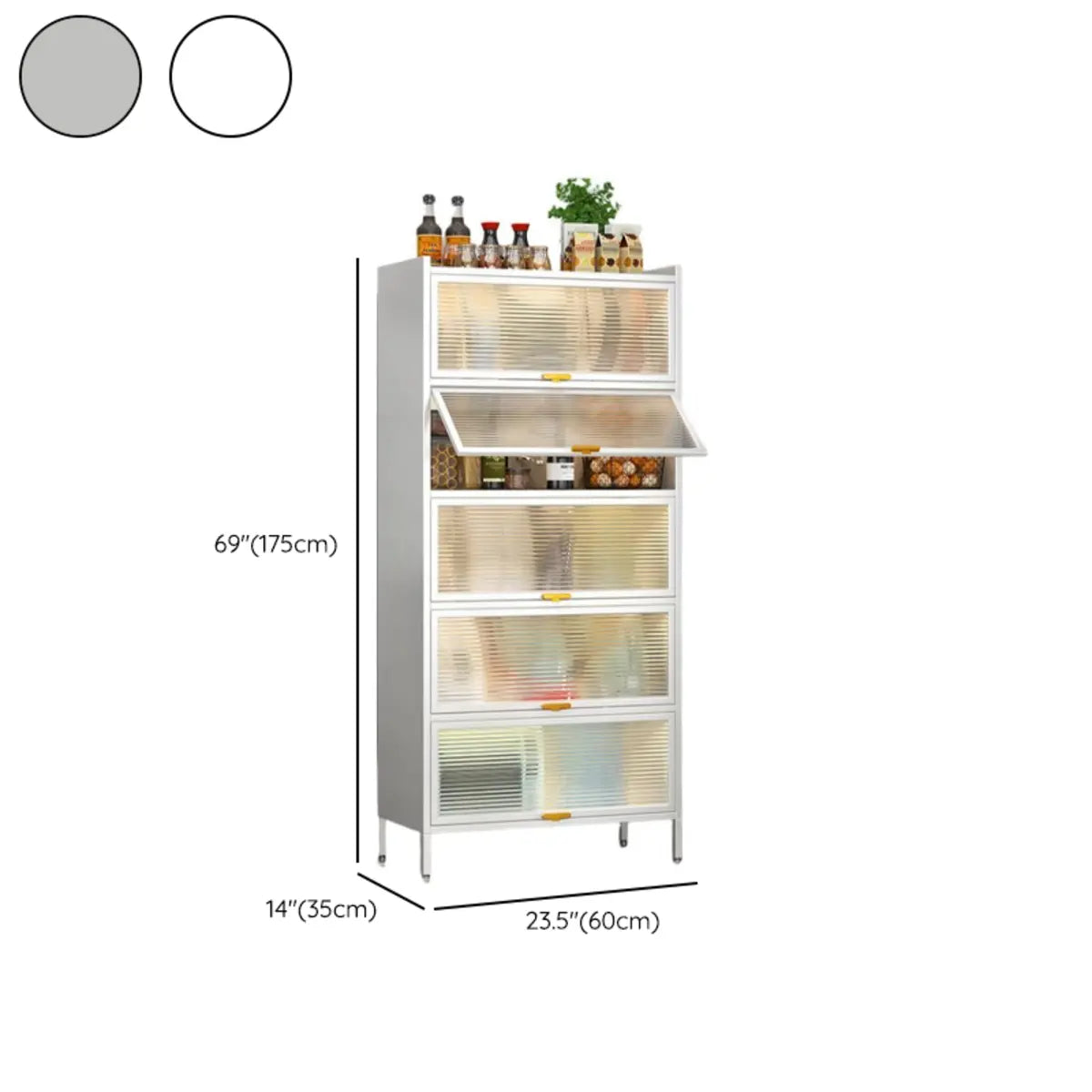 White Rust Resistant Steel Baker's Rack with Cabinet Image - 33