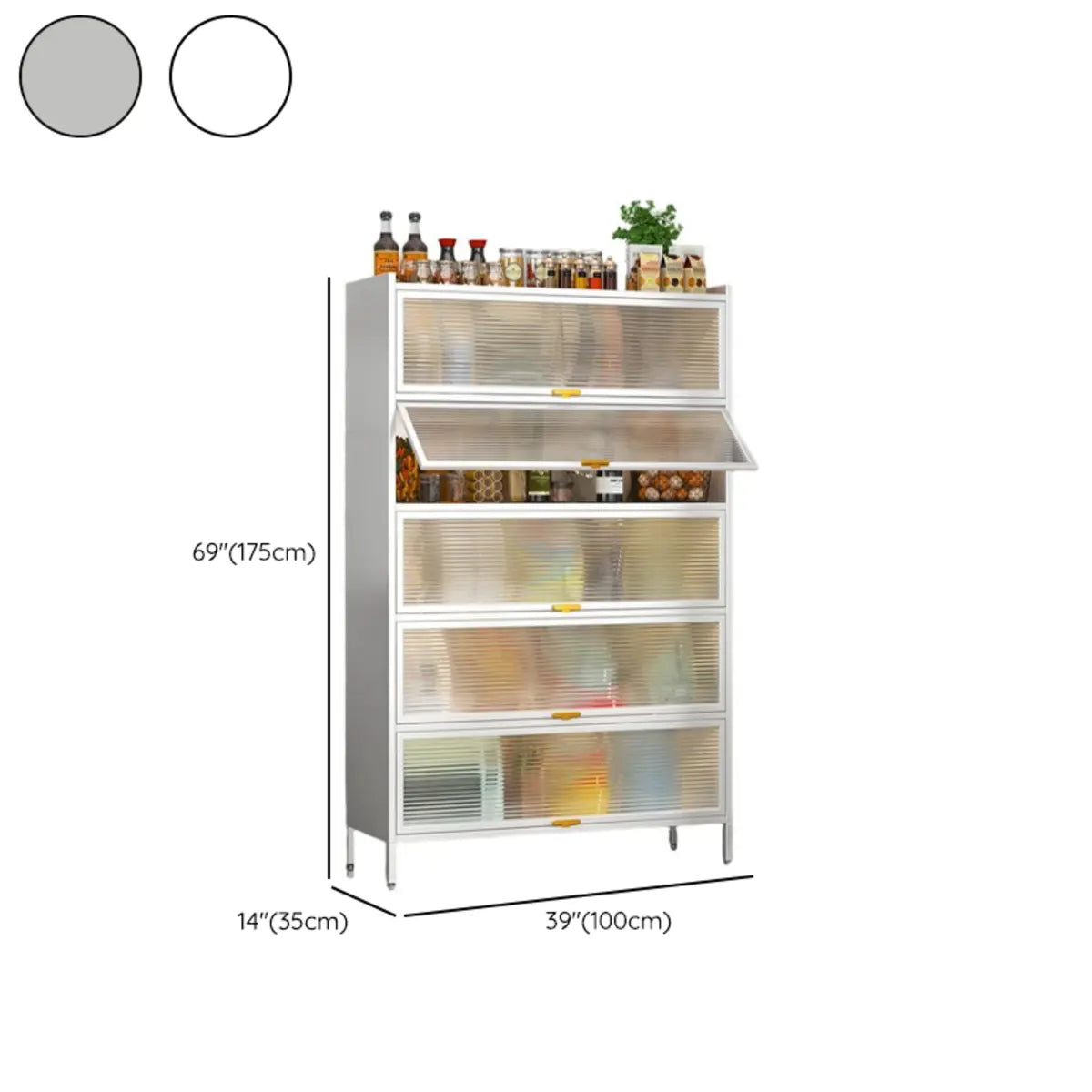 White Rust Resistant Steel Baker's Rack with Cabinet Image - 35