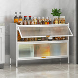 White Rust Resistant Steel Baker's Rack with Cabinet Image - 5