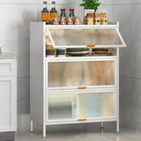 White Rust Resistant Steel Baker's Rack with Cabinet Image - 9