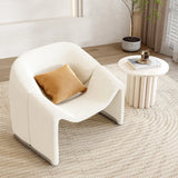 White Scratch Resistant Sherpa Sloped Arms Arm Chair Image - 3