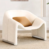 White Scratch Resistant Sherpa Sloped Arms Arm Chair Image - 4