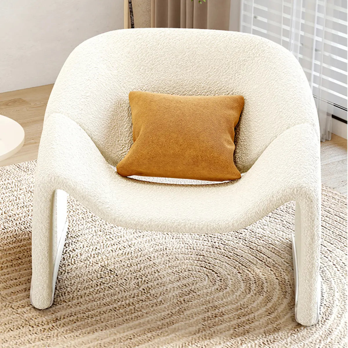 White Scratch Resistant Sherpa Sloped Arms Arm Chair Image - 5