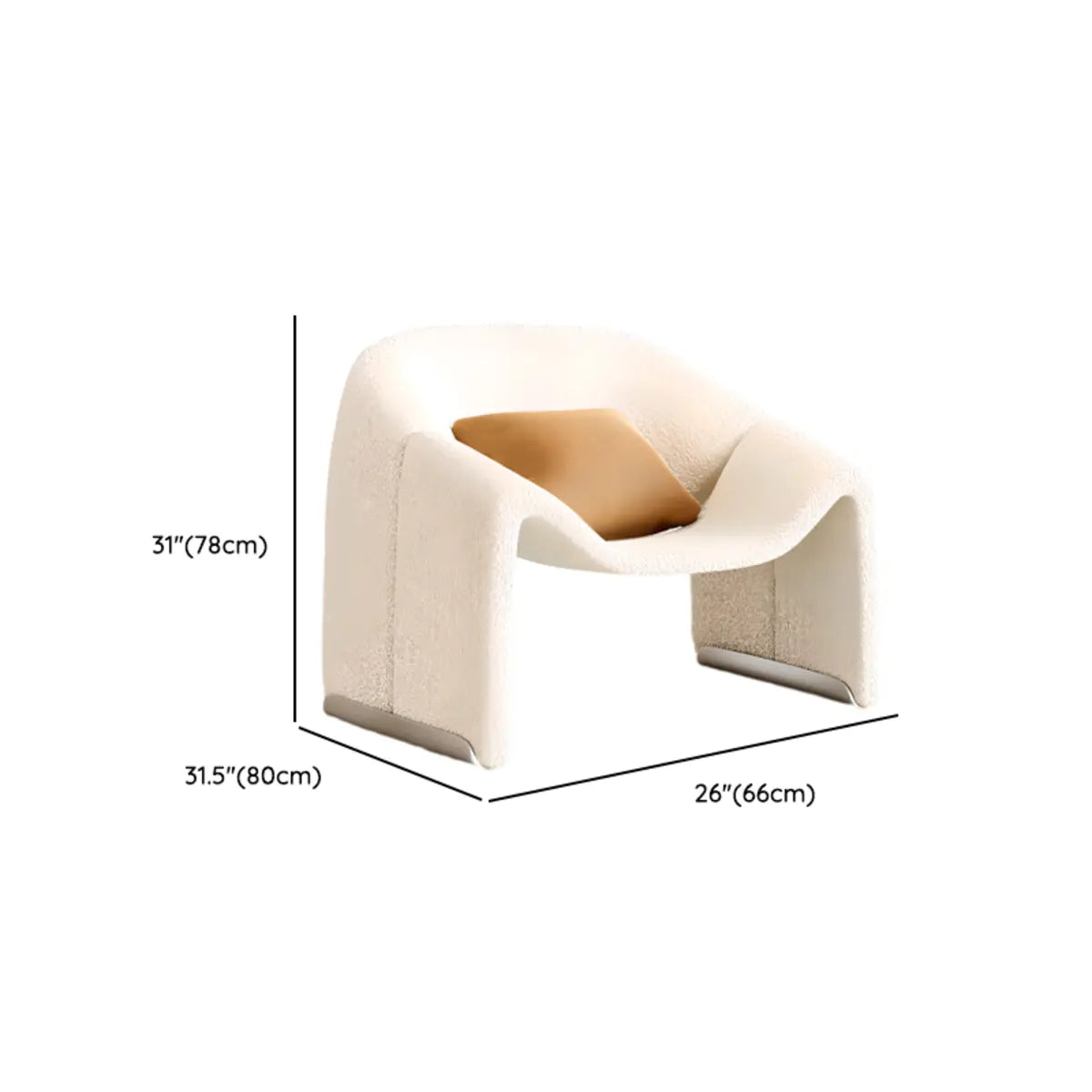 White Scratch Resistant Sherpa Sloped Arms Arm Chair 