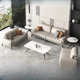 White Scratch Resistant Sponge Sofa Set with Arms Image - 1