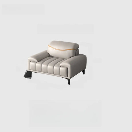 White Scratch Resistant Sponge Sofa Set with Arms Image - 2