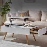 White Scratch Resistant Stone Lift Top Coffee Table Image - 1