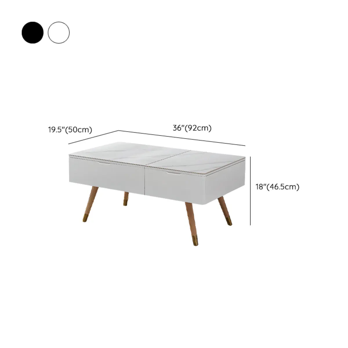 White Scratch Resistant Stone Lift Top Coffee Table 