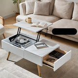 White Scratch Resistant Stone Lift Top Coffee Table Image - 4