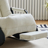 White Scratch Resistant Upholstered Rocking Chair Image - 7