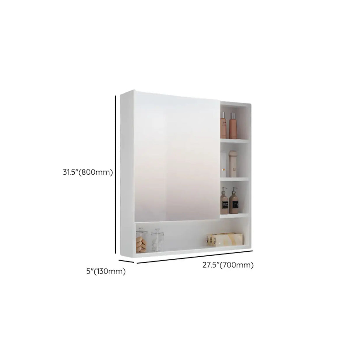 White Shelves LED Rectangle Aluminum Medicine Cabinet Image - 11