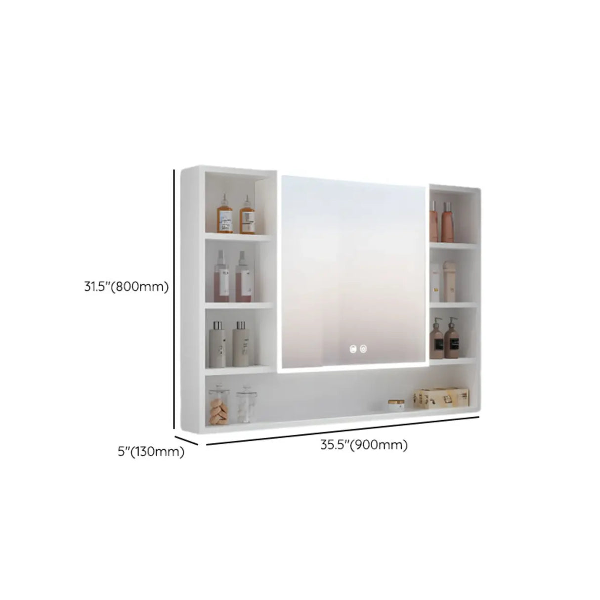 White Shelves LED Rectangle Aluminum Medicine Cabinet Image - 16