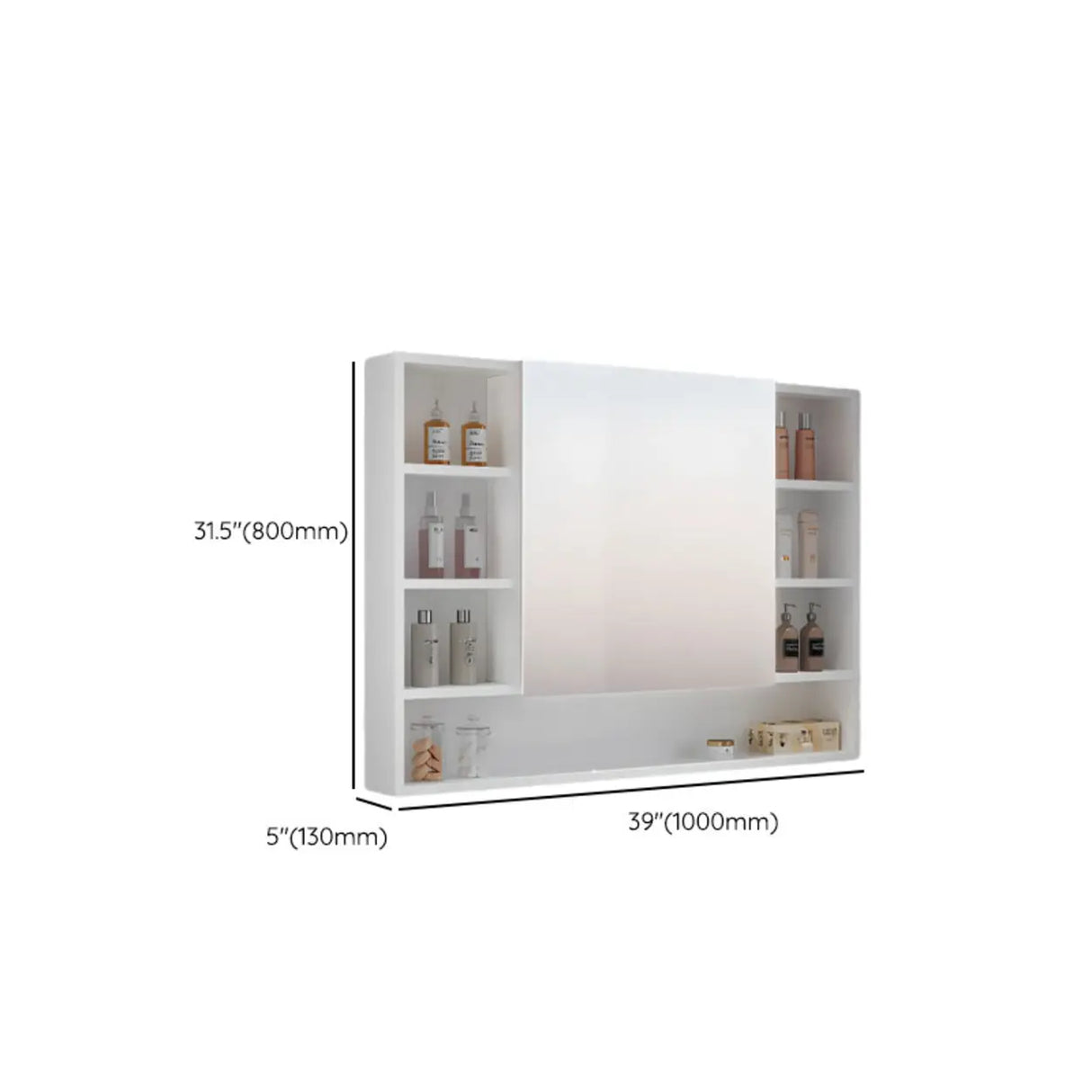 White Shelves LED Rectangle Aluminum Medicine Cabinet Image - 17