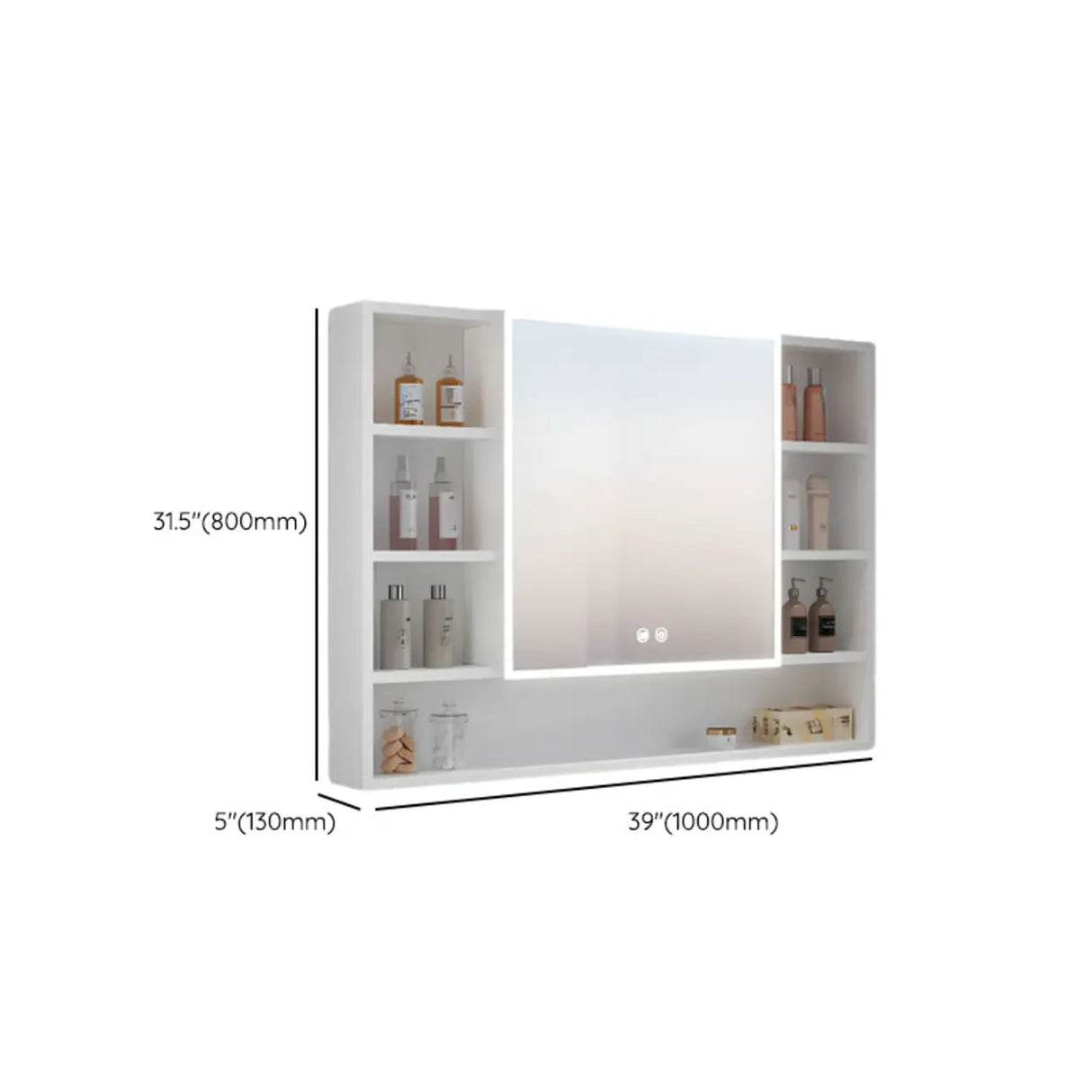 White Shelves LED Rectangle Aluminum Medicine Cabinet Image - 18