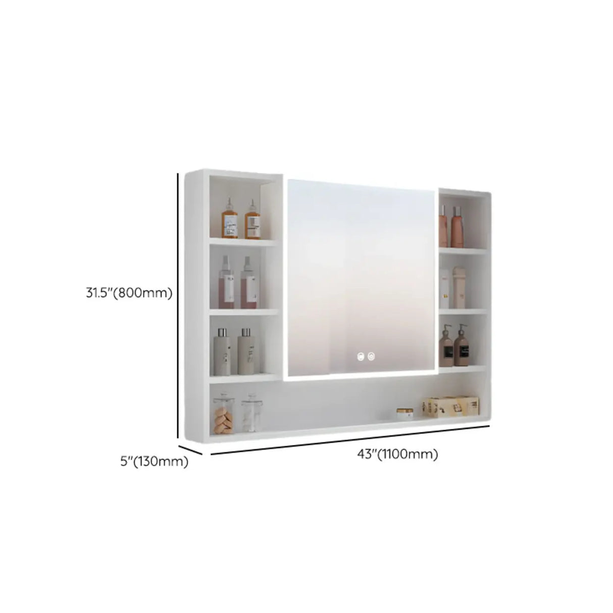 White Shelves LED Rectangle Aluminum Medicine Cabinet Image - 20