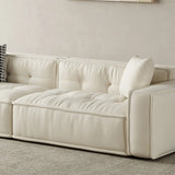 White Sherpa Fabric Tight Back Square Arm Loveseat Image - 10