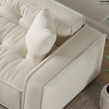 White Sherpa Fabric Tight Back Square Arm Loveseat Image - 11