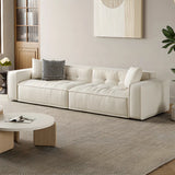 White Sherpa Fabric Tight Back Square Arm Loveseat Image - 3