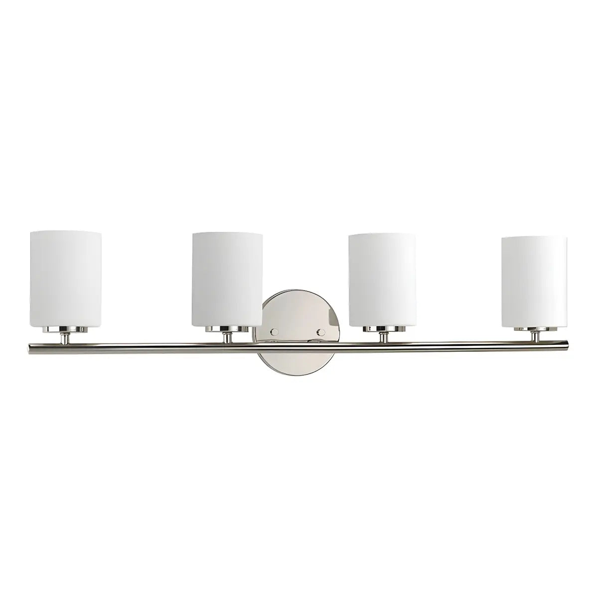 White Simple Cylinder Glass Chrome Vanity Light 3 Bulbs Image - 17