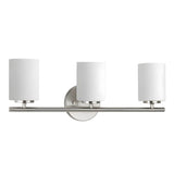 White Simple Cylinder Glass Chrome Vanity Light 3 Bulbs Image - 9