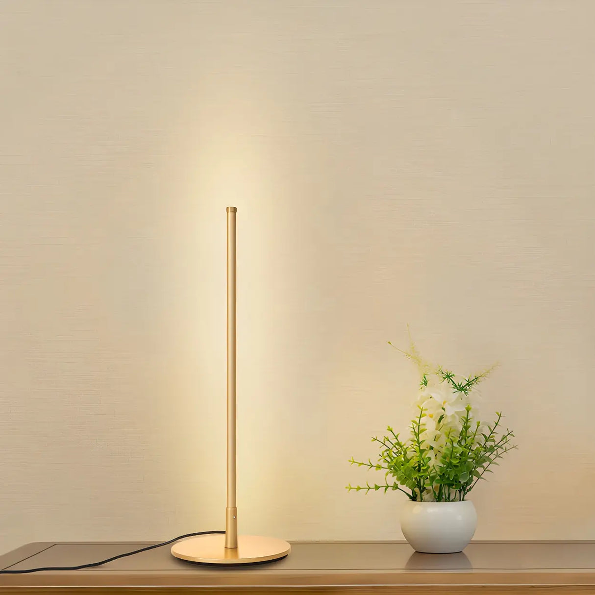 White Simple Metal Linear Candle Cordless Table Lamp Image - 14