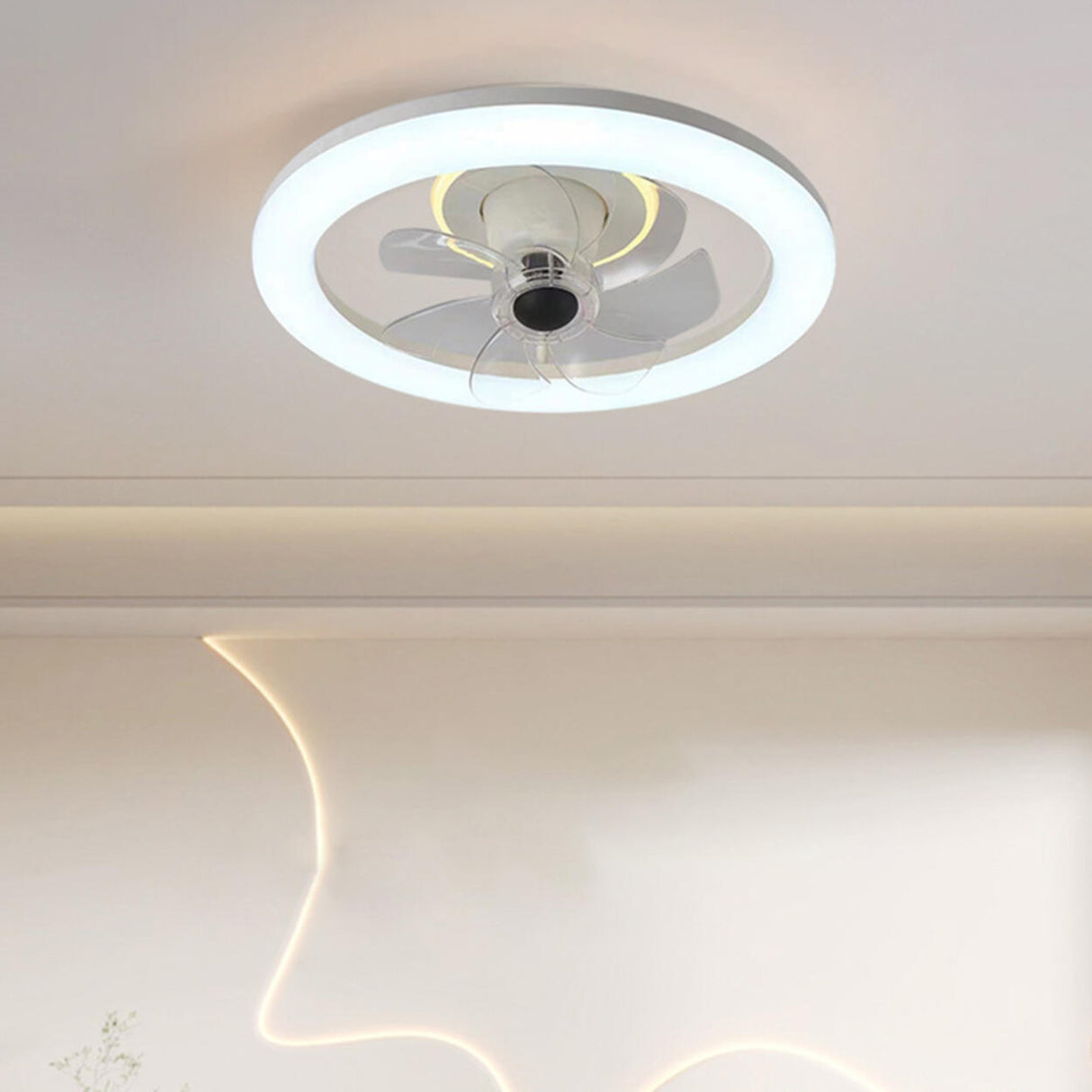 White Simple Modern Round LED Ceiling Fan with Light Image - 4