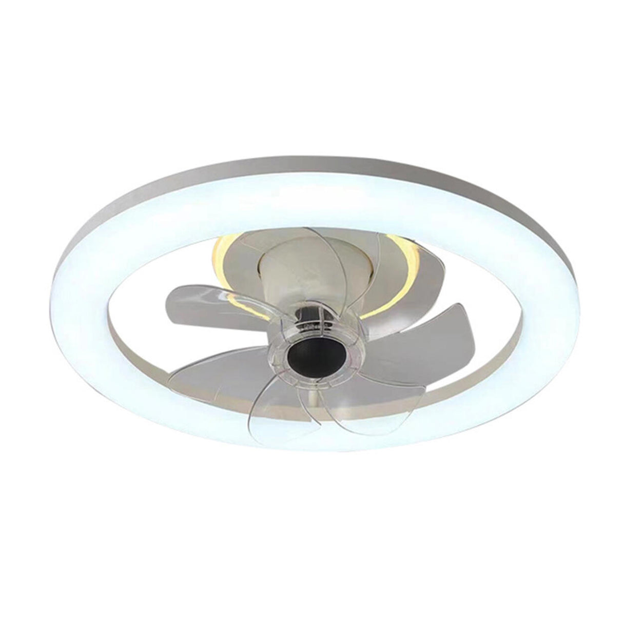 White Simple Modern Round LED Ceiling Fan with Light Image - 5