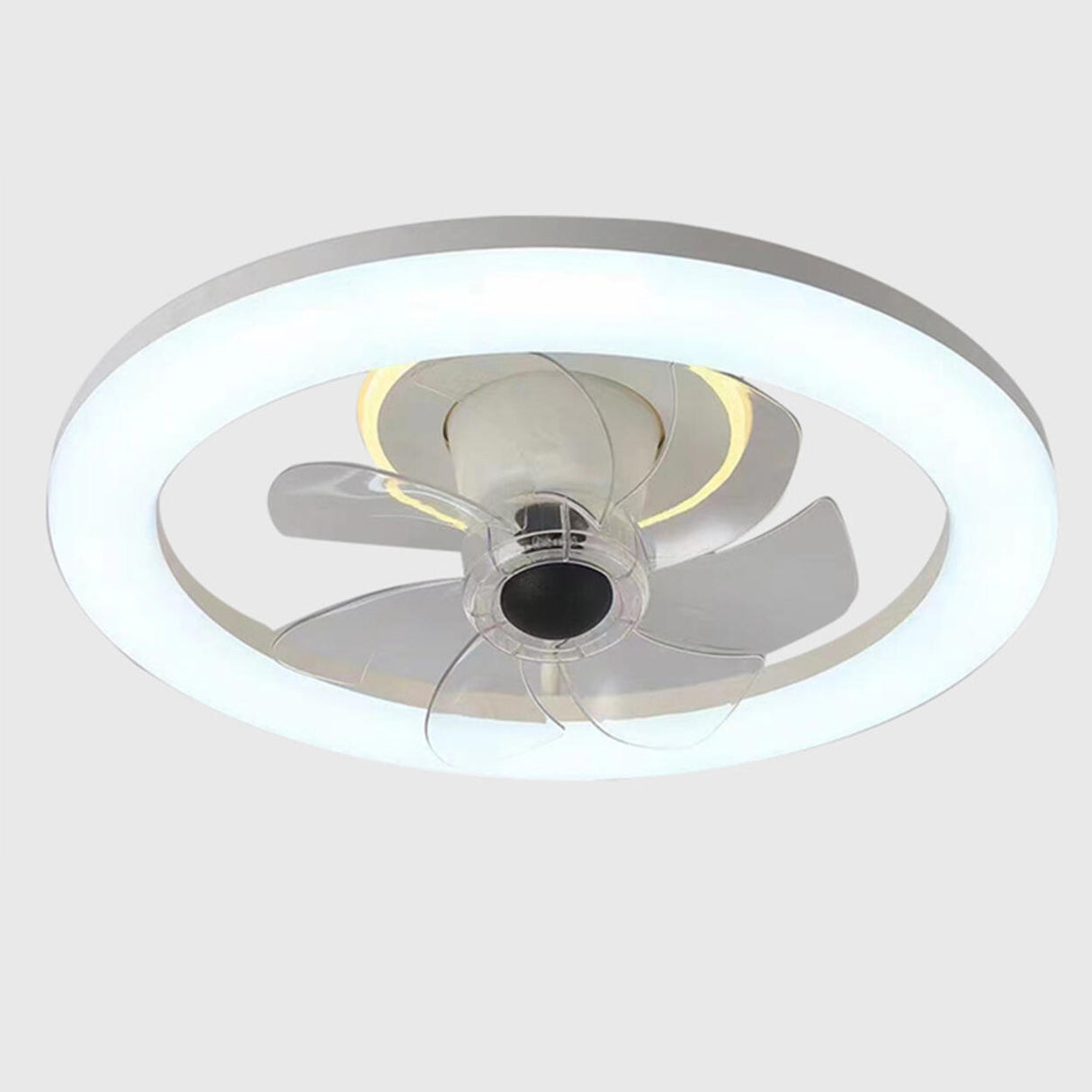 White Simple Modern Round LED Ceiling Fan with Light Image - 6