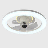 White Simple Modern Round LED Ceiling Fan with Light Image - 6