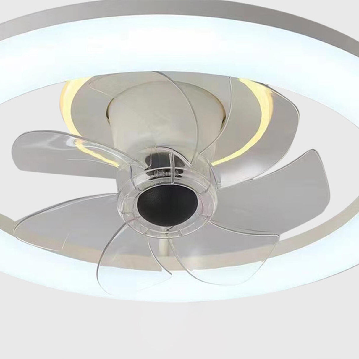 White Simple Modern Round LED Ceiling Fan with Light Image - 8