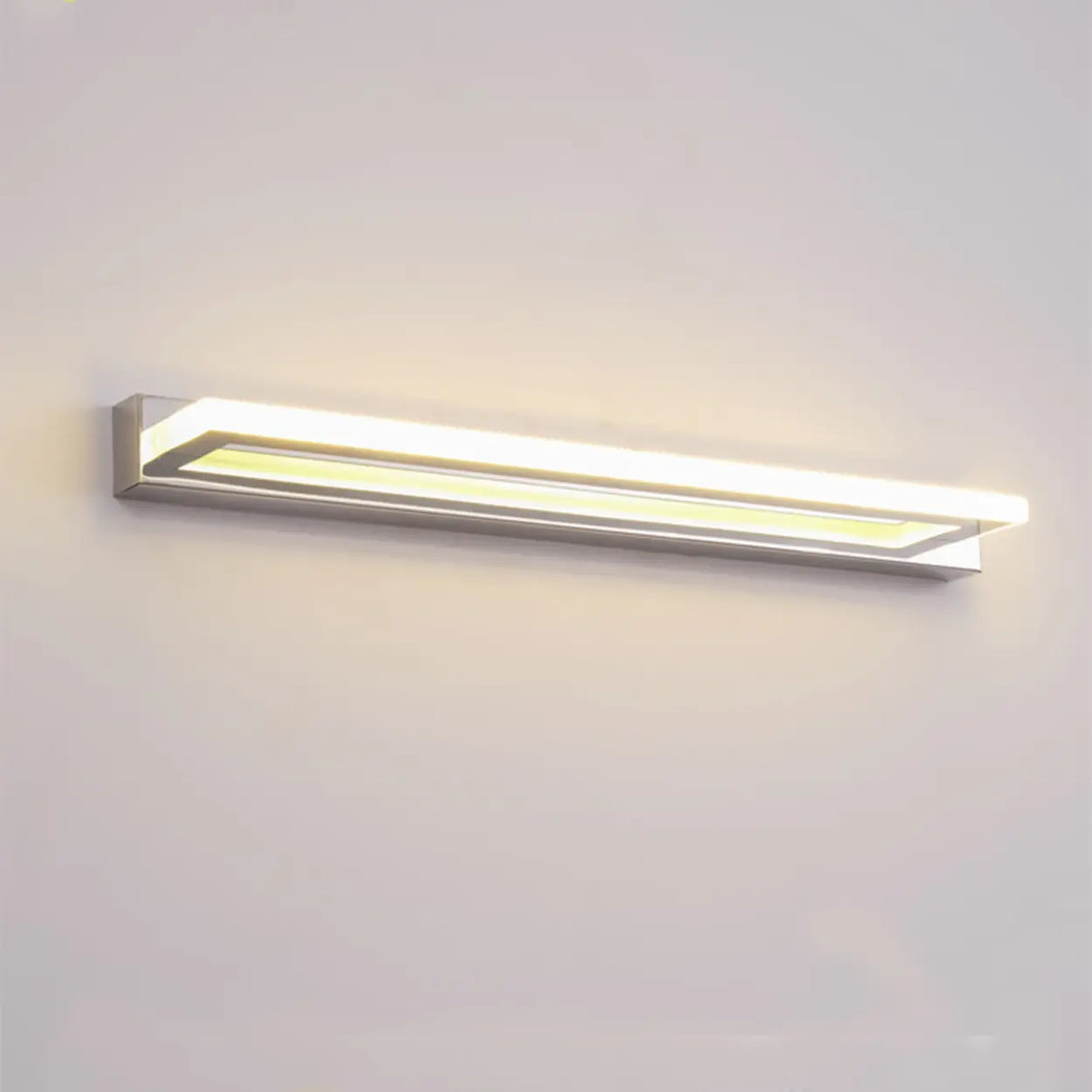 White Simple Rectangular LED Bathroom Vanity Light Image - 5