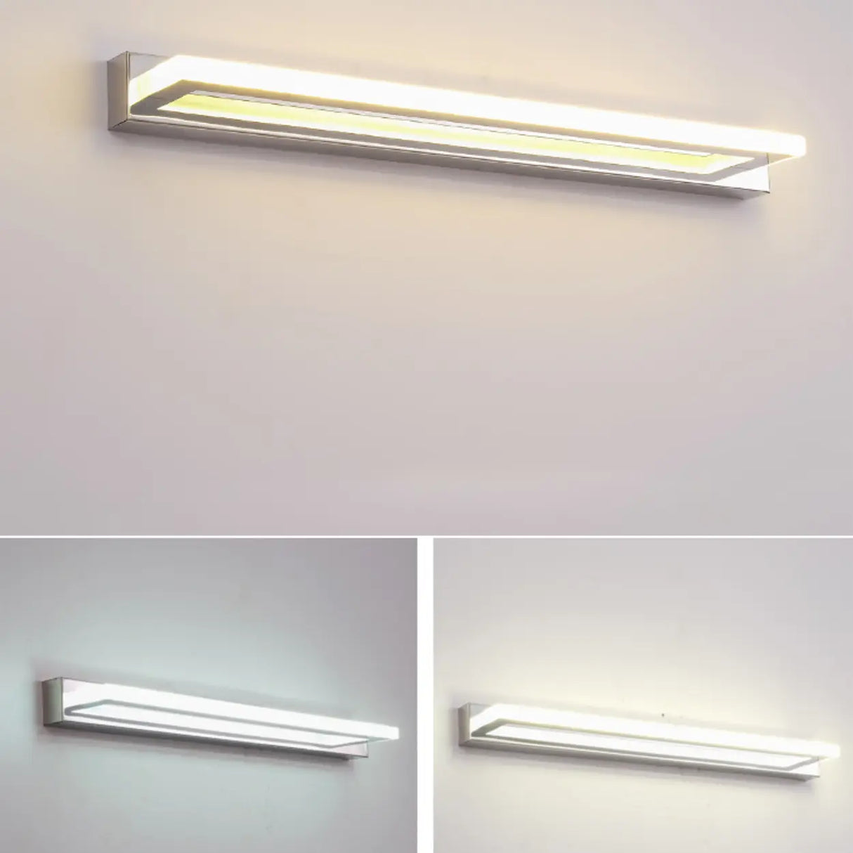 White Simple Rectangular LED Bathroom Vanity Light Image - 6