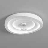 White simple round remote ceiling fan with LED light Image - 10