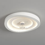 White simple round remote ceiling fan with LED light Image - 11