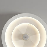 White simple round remote ceiling fan with LED light Image - 16