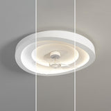 White simple round remote ceiling fan with LED light Image - 17