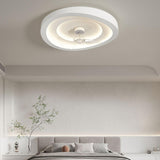 White simple round remote ceiling fan with LED light Image - 19