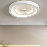 White simple round remote ceiling fan with LED light Image - 2