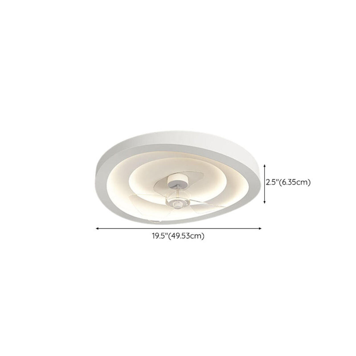 White simple round remote ceiling fan with LED light Image - 21