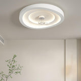 White simple round remote ceiling fan with LED light Image - 4