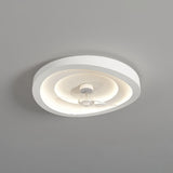 White simple round remote ceiling fan with LED light Image - 7