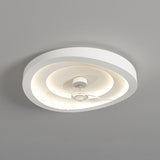 White simple round remote ceiling fan with LED light Image - 8