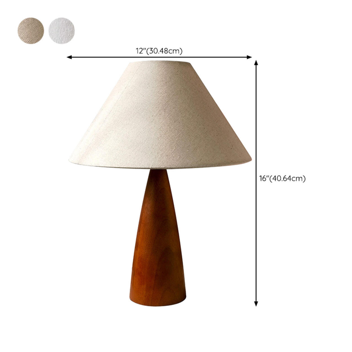 White Simple Small Fabric Lampshade Wooden Table Lamp 