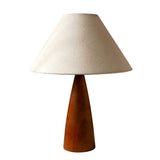 White Simple Small Fabric Lampshade Wooden Table Lamp Image - 5