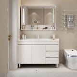 White Single Sink MDF Bathroom Vanity Set with Shelves Image - 10